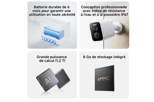 Caméra de Surveillance IP67 & Détection IA. Qualité 2,5K Ultra HD